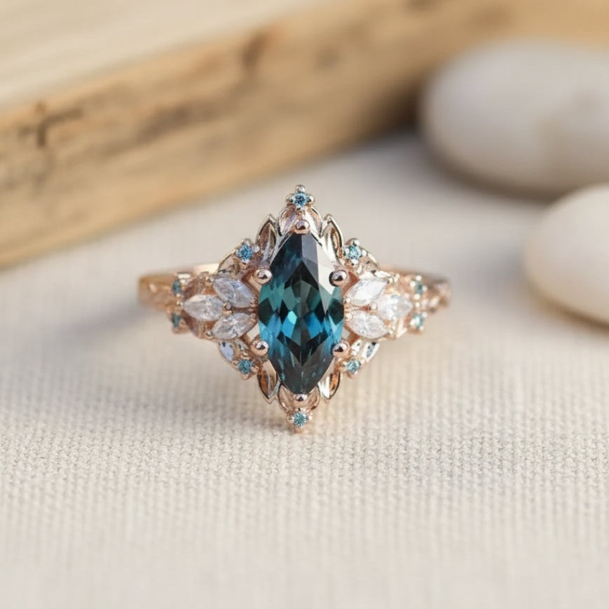 Exotic Blue Crystal Ring
