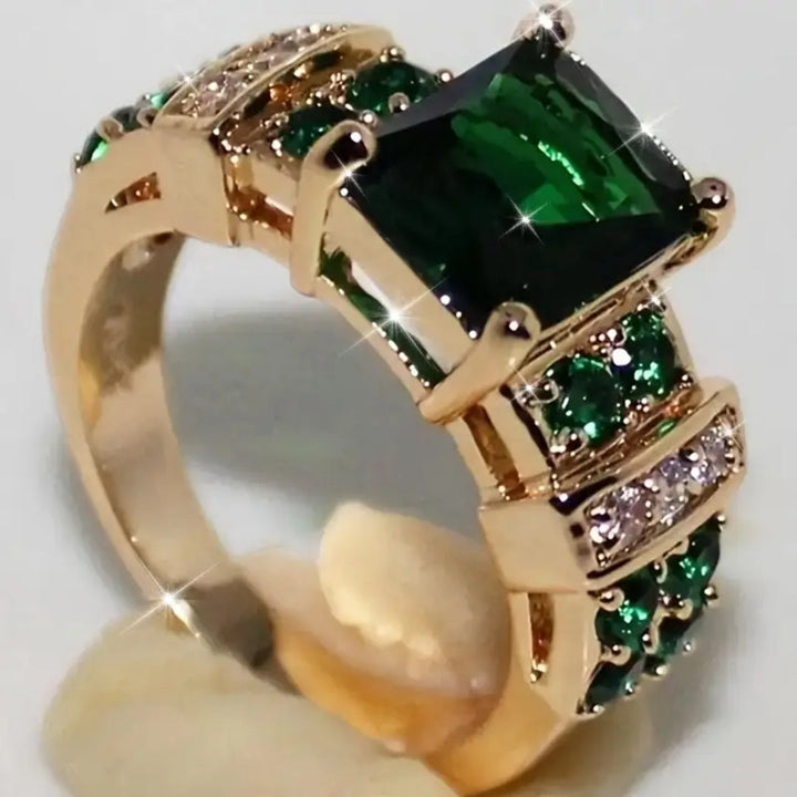 Golden Crystalline Green Ring