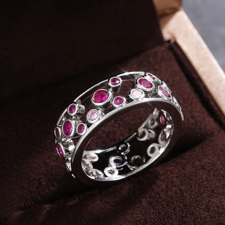 Silver Ring Adorned with Embedded Zircon