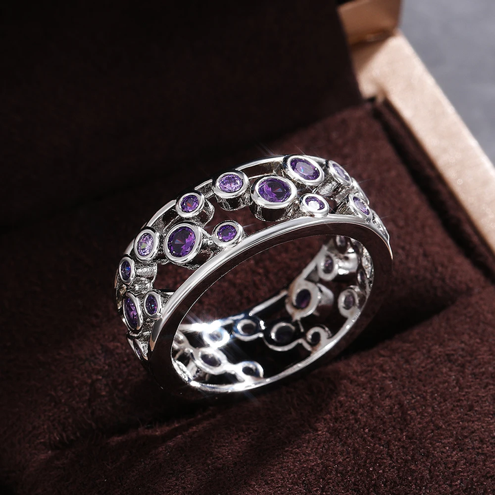 Silver Ring Adorned with Embedded Zircon