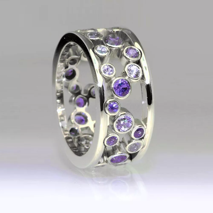 Silver Ring Adorned with Embedded Zircon