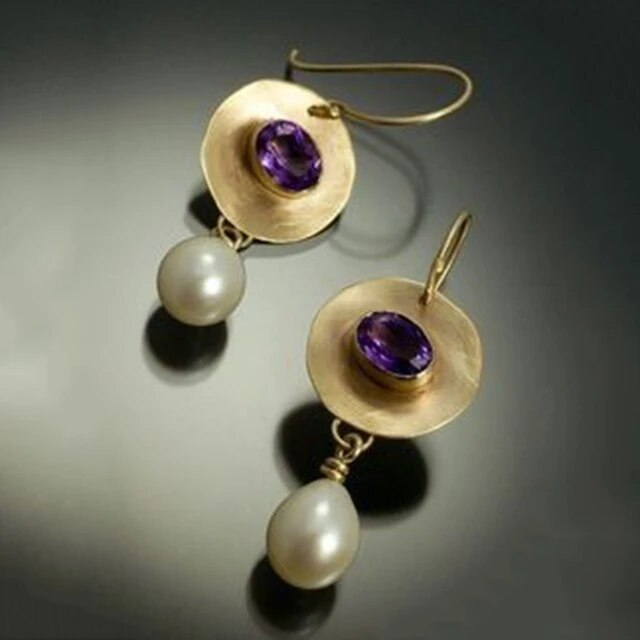 Vintage Gold Zirconium Bead Earrings